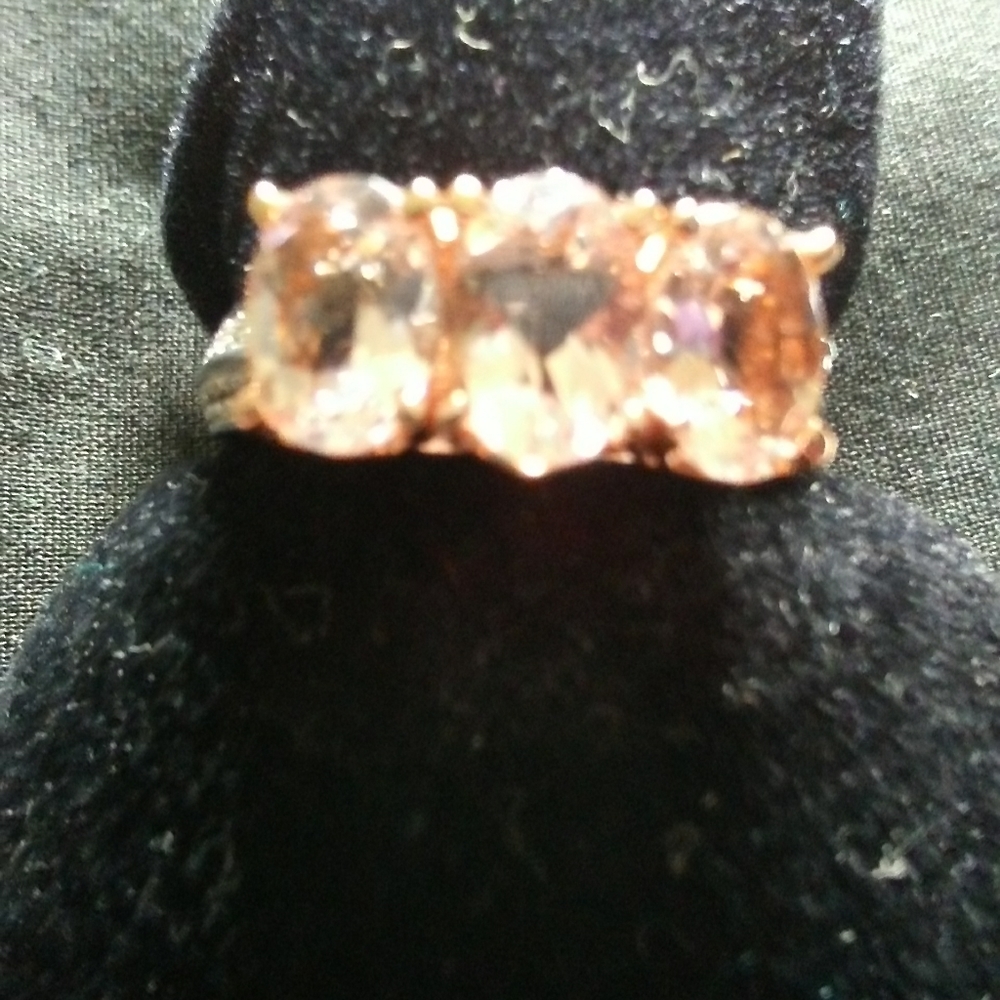 3 stone Morganite  diamond ring